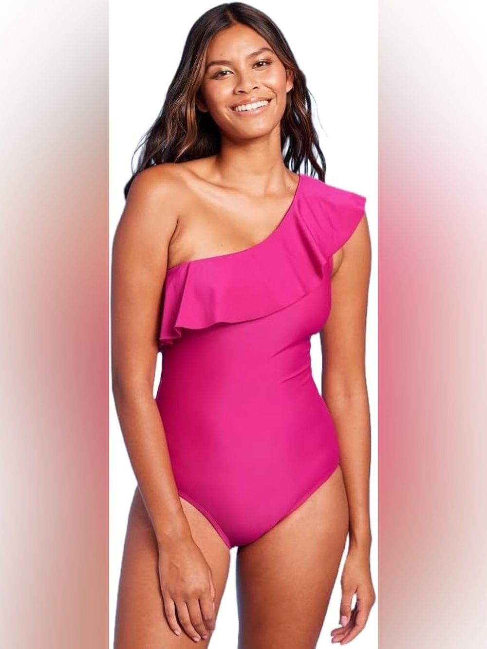 Kona Sol Women’s Ruffle One Shoulder One Piece Swimsuit